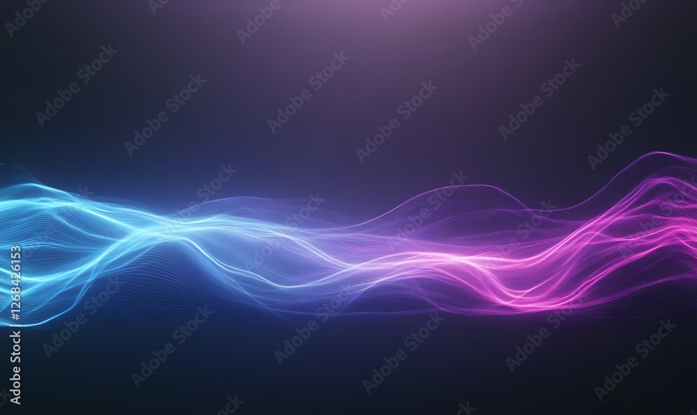 Poster A vibrant image featuring a futuristic digital wave in glowing cyan and magenta colors.
