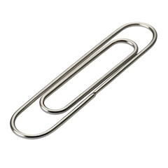 Metal paper clip resting on a white surface, ideal for organizing documents and notes effectively in an office setting
