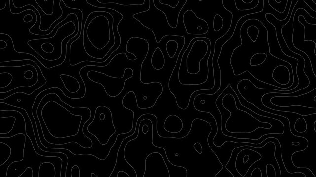Abstract Topographic Contour Lines Animation Loop on Black Background