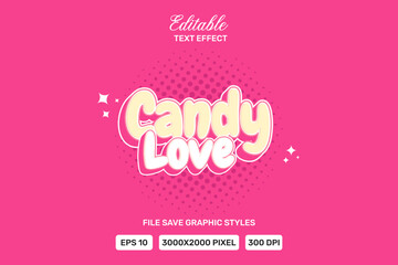 Vector Text Effect editable Candy Love premium Template.