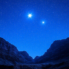 Obraz premium Nocturnal Canyon Starscape Deep Blue Sky Celestial Scene Twinkling Stars Scenery Exploration Journey