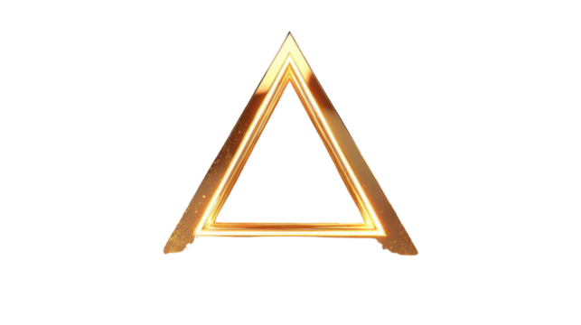 Golden triangle frame shining on transparent background - Powered by Adobe