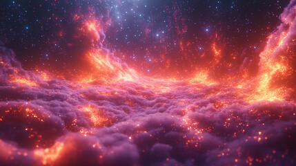 A mesmerizing cosmic scene with vibrant psychedelic colors, swirling galaxies, and shining stars, symbolizing the vastness and mystery of the universe.

