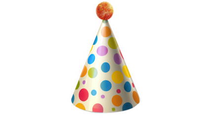 Festive Party Hat with Colorful Stars and Confetti – Transparent PNG