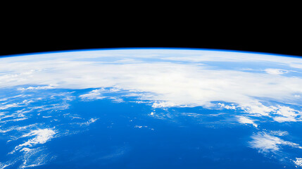 Overview of Earth from Space Clouds and Blue Ocean Expansive Horizon High Altitude View Scene