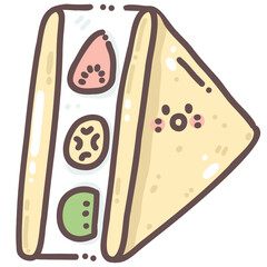 Japanese Fruit Sando (Fruit Sandwich) doodle cartoon hand drawing