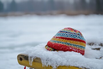 colorful strip cap in snow