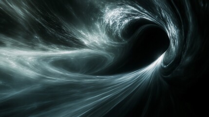 Abstract swirling nebula, dark tunnel, cosmic vortex, glowing energy.