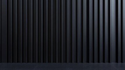 Obraz premium Black background with vertical lines, 3D rendering illustration. Black abstract wallpaper design for banner and poster. Dark black wall texture with copy space. Modern minimalist design.
