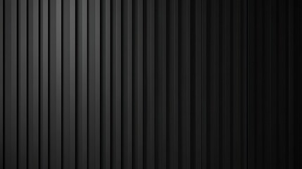 Black background with vertical lines, 3D rendering illustration. Black abstract wallpaper design for banner and poster. Dark black wall texture with copy space. Modern minimalist design.