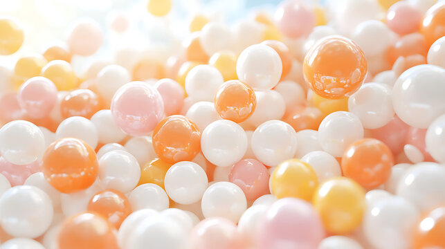 Pastel Spheres of Serenity Colorful Ball Pit Celebration of Abstract Spherical Harmony Decor