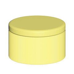 3d yellow round cosmetic jar with matching lid, plastic container for skincare and beauty products on a transparent background clipart