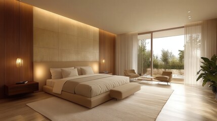 Modern beige bedroom design