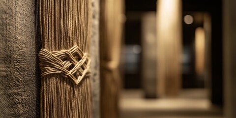 Quipu showing knots in museum of pre columbian art in peru