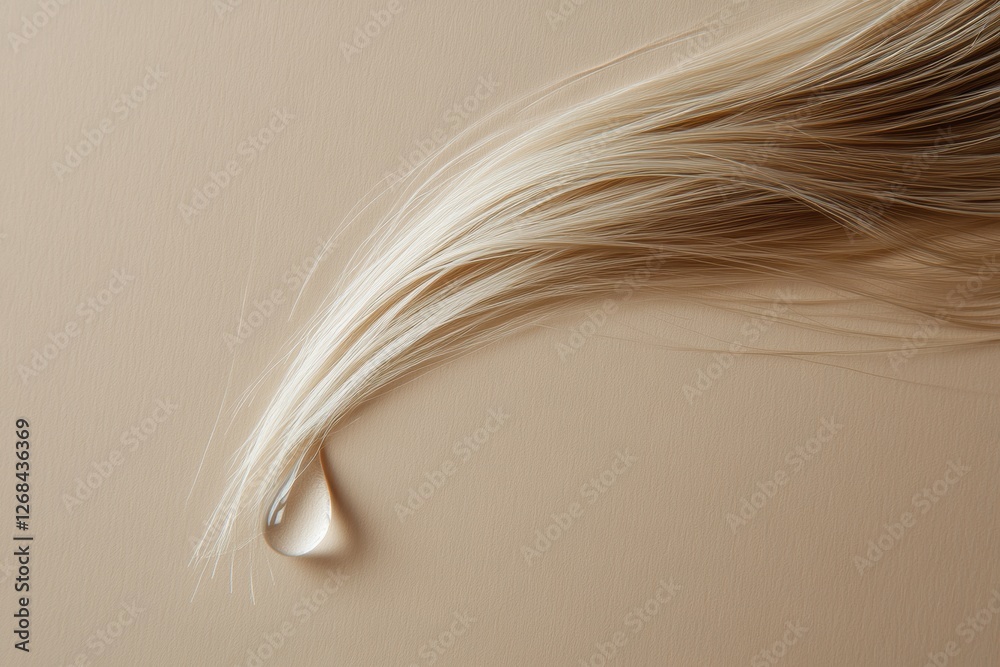 Poster liquid drop inflicts visible damage on a single strand of hair during a beauty treatment session in 