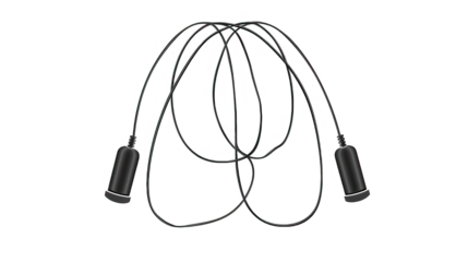 A high-quality jump rope featuring durable rubber handles and a flexible cord, isolated on a transparent background.