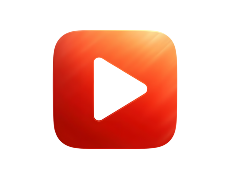 Play Button Icon: Red Glossy Square Media Player