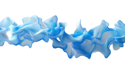 Abstract blue fluid shape floating on transparent background