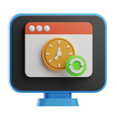 Colorful 3D Clock and Refresh Icon Design