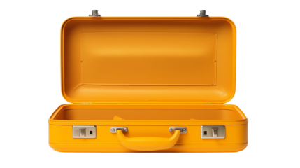 Empty Yellow Vintage Suitcase Ready for Travel Adventure