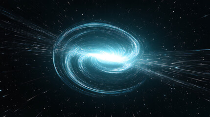 Obraz premium Radiant Galaxy Formation in Hyperspace Tunnel Portal Event Horizon Cosmic Wonder with Glowing Trails