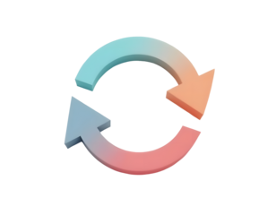 Circular Arrows: A 3D Render of Intertwined Rotating Arrows