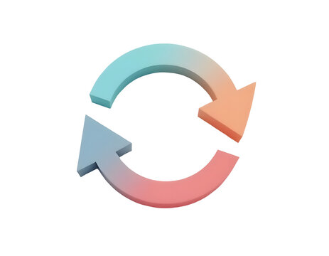 Circular Arrows: A 3D Render of Intertwined Rotating Arrows - Powered by Adobe