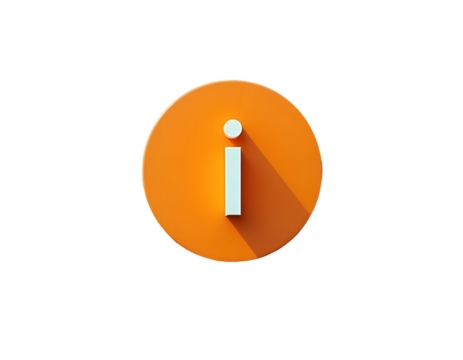 Orange Circle Information Icon: 3D Render of an Info Symbol
