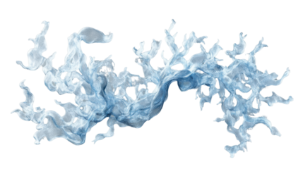 Abstract blue smoke waving and flowing on transparent background