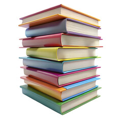 3D books isolated on transparent background  
