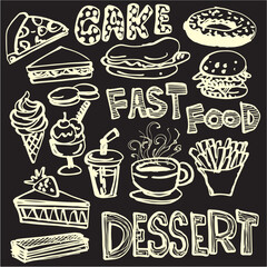fast food icons set