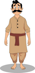 Indian village man front pose cartoon character design for cartoon animated story