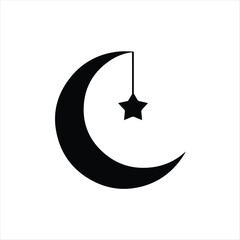 Islamic crescent moon and hanging lanterns  Ramadan Kareem vector design