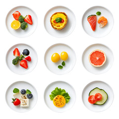 Miniature Food Platters Healthy Snacks, Fruits, Vegetables, and Eggs