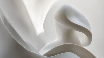 A delicate, sculptural form in white, featuring smooth curves and flowing lines that evoke a sense of grace and minimalism.