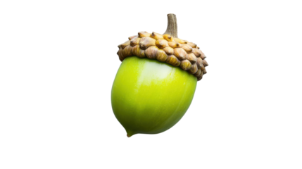 Green acorn with cap on transparent background representing growth and potential