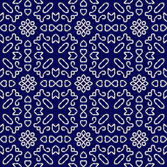 stitch Japanese Sashiko pattern embroidery abstract seamless geometric ornaments white stitch line artwork indigo blue background fashion design template decoration hand drawn printed needlework quilt