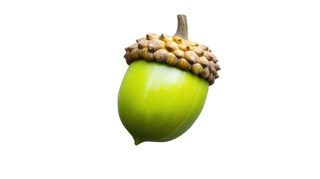 Green acorn with cap on transparent background representing growth and potential