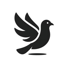Obraz premium Flat and minimalist dove mascot logo icon of silhouette black shape design