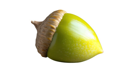 Green acorn with cap isolated on transparent background
