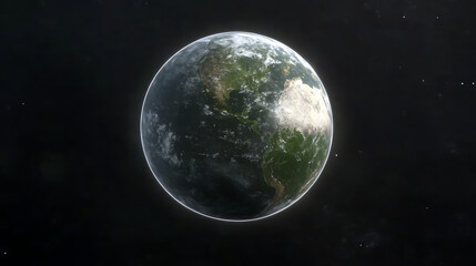 Obraz premium Serene Earth Orbit View Revealing North and South American Landmasses Beneath Cloudy Atmosphere