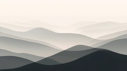 Minimalist Mountain Range Gradient Layers in Muted Tones Landscape Illustration