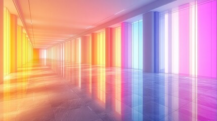 Bright and Colorful Hallway with Abstract Lighting Effects