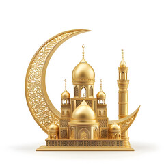 Golden Crescent and Mosque – Symbol of Ramadan