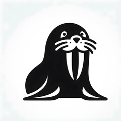 Walrus logo icon of silhouette black shape design isolated on white background