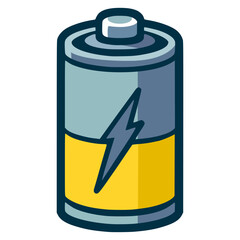 half cell battery charge technology power flat color vector illustration template design