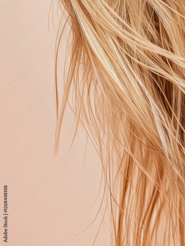 Fototapete Close up of frayed hair tips showing split ends with ample space for text and design elements for stylistic enhancement. Generative AI