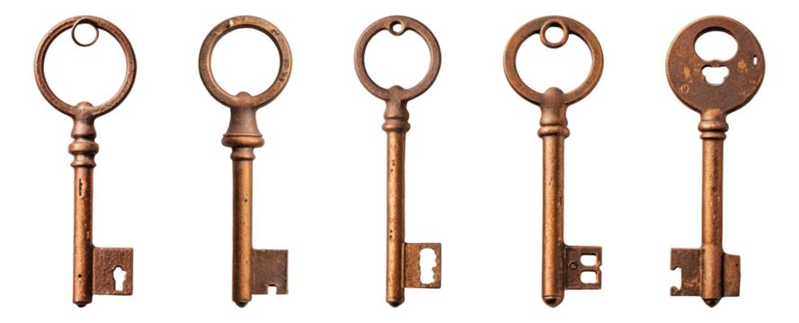 Vintage Ornate Key on transparent Background


