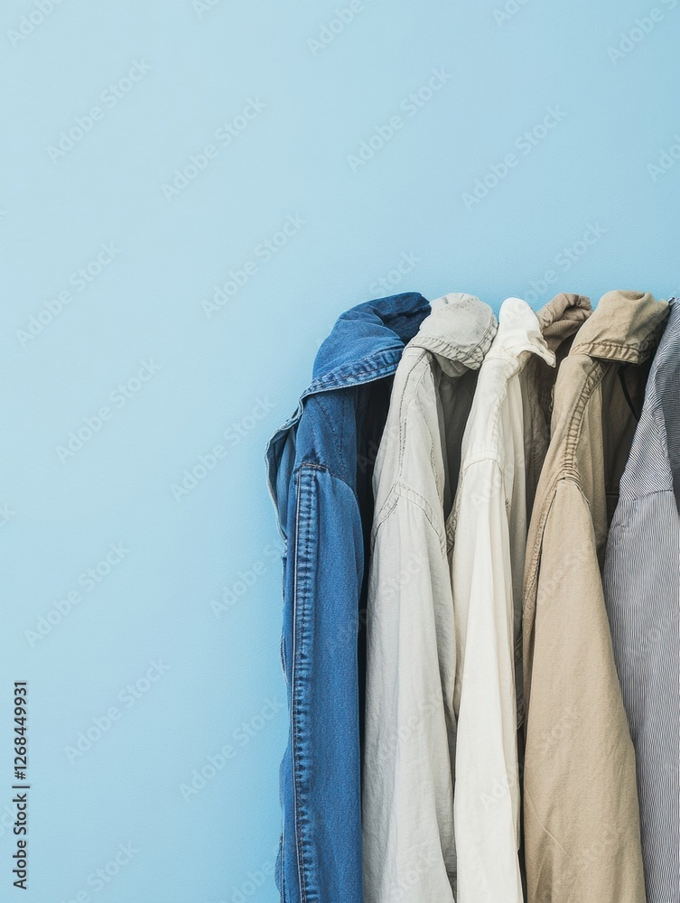 Poster comparison of stained clothes alongside freshly cleaned garments on a bright background highlighting