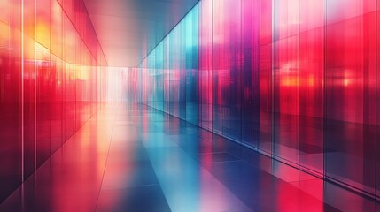 Vibrant Abstract Interior Space with Colorful Reflections and Lights